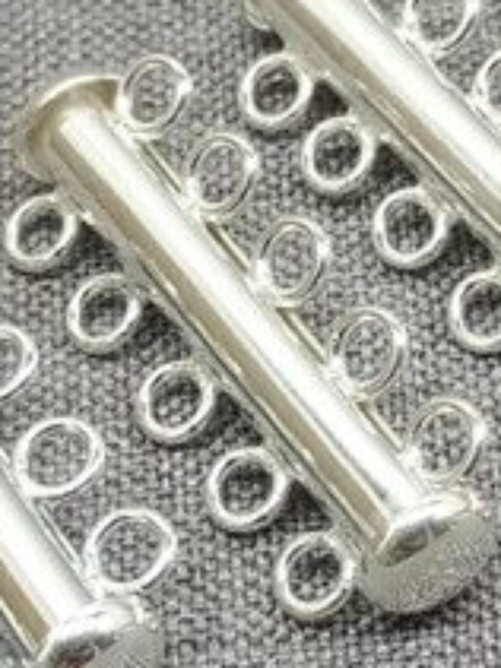 925 Sterling Silver Tube Clasp 5 Ring Strand Slide Lock Bar Clasp